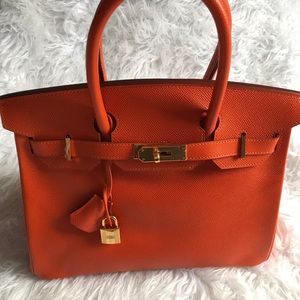 🌺HERMES BERKIN FEU ORANGE. TOGO GOLD HARDW…